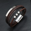 Męska bransoletka z grawerem - Trieste, brown/silver